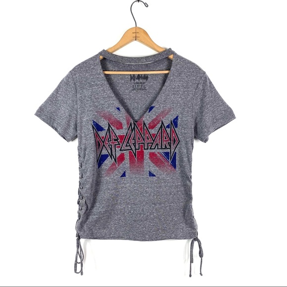 def leppard Tops - Def Leppard | Gray British Flag T-Shirt
